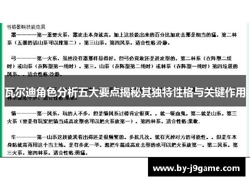瓦尔迪角色分析五大要点揭秘其独特性格与关键作用 瓦尔迪角色分析五大要点揭秘其独特性格与关键作用